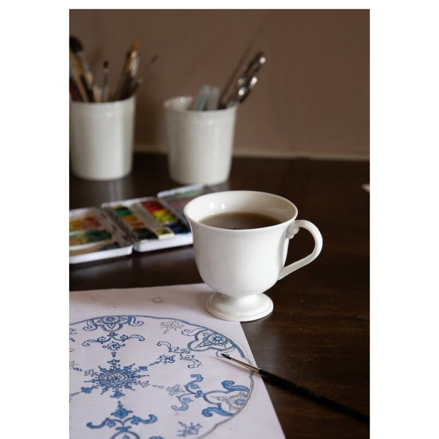 Arts De La Table Trudeau | Tasse A The Piedouche En Porcelaine Blanche De Limoges