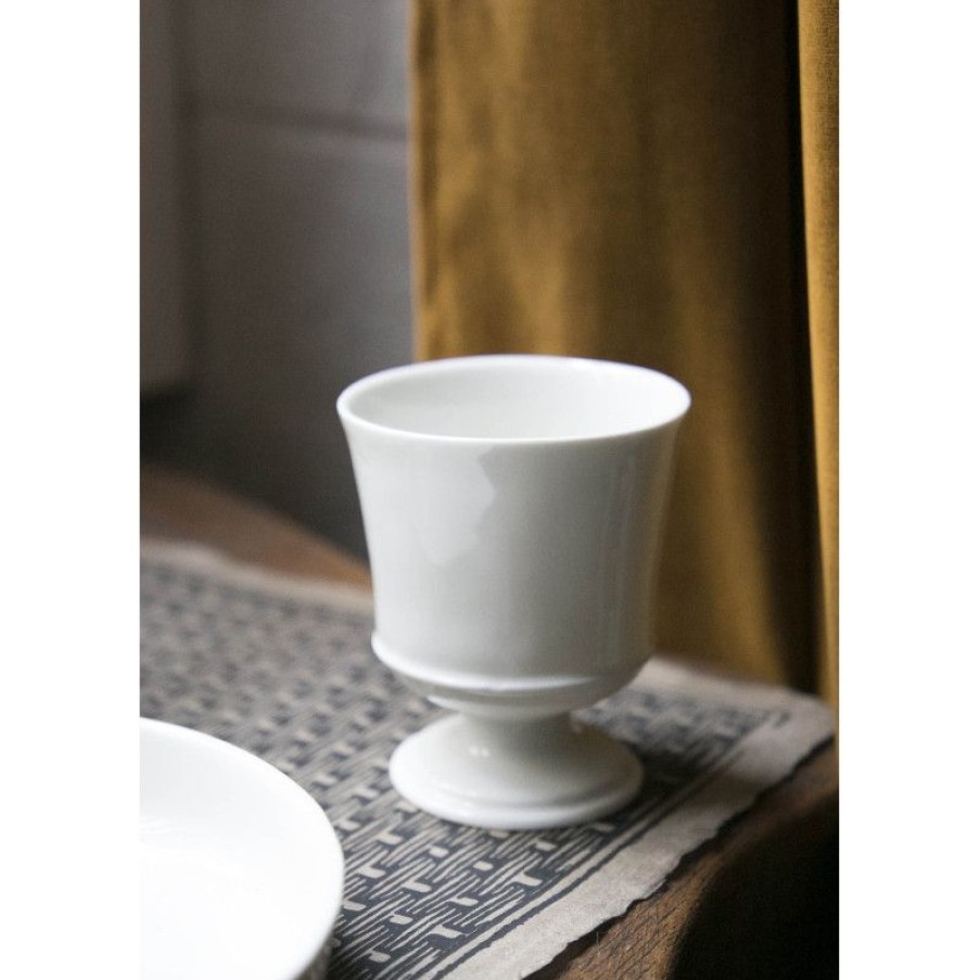 Arts De La Table Trudeau | Tasse A Cafe Sur Pied Mazagran Simple En Porcelaine Blanche