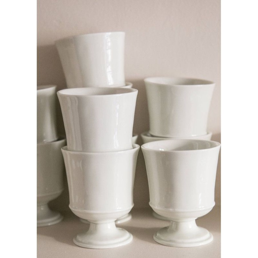 Arts De La Table Trudeau | Tasse A Cafe Sur Pied Mazagran Simple En Porcelaine Blanche