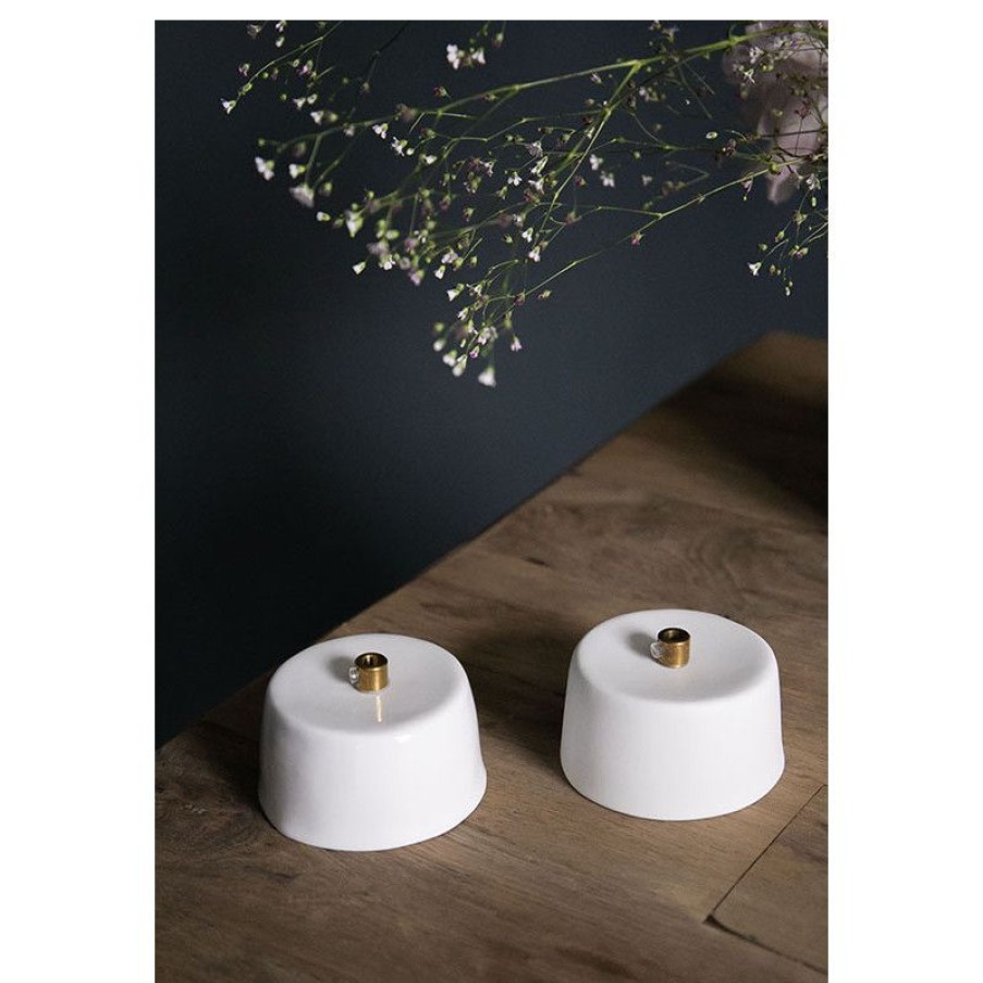 Luminaires Trudeau | Cache Domino Droit En Porcelaine Blanche