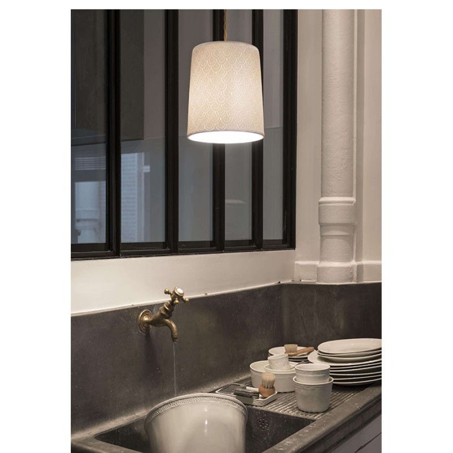 Luminaires Trudeau | Grande Suspension En Porcelaine Blanche Neptune