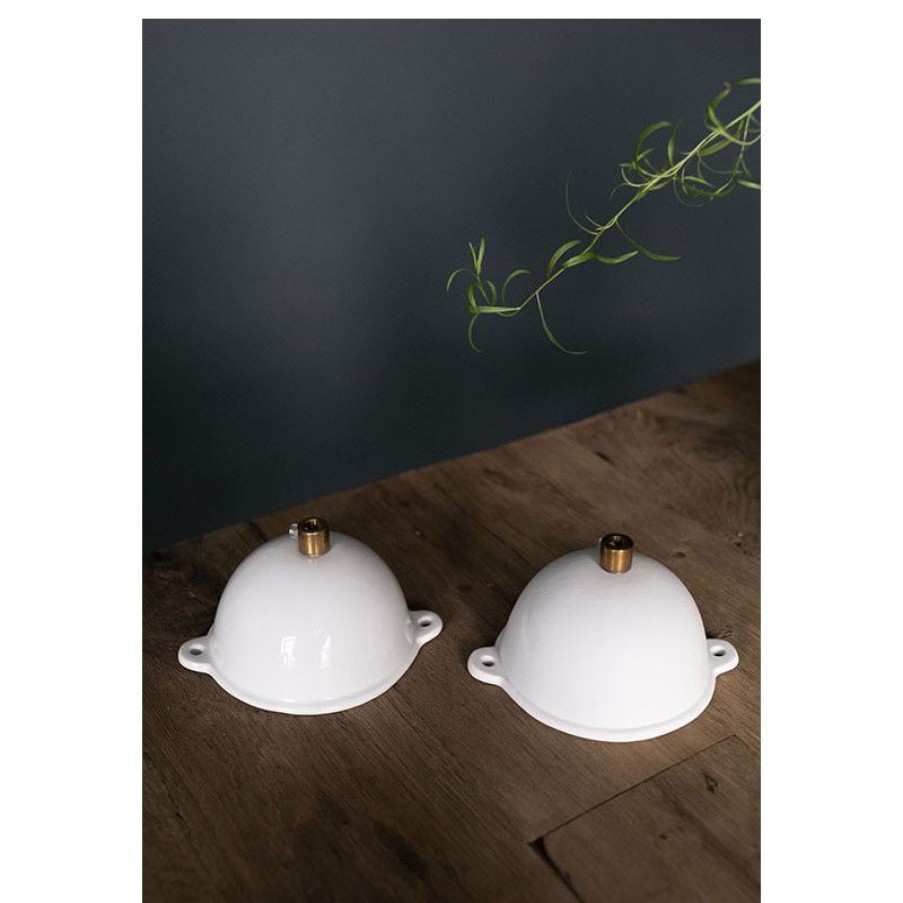 Luminaires Trudeau | Cache Domino Rond En Porcelaine Blanche