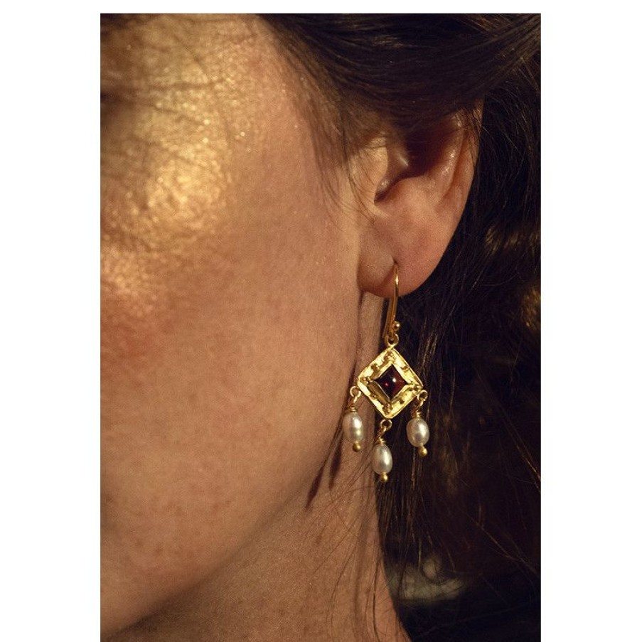 Bijoux Trudeau | Boucles D'Oreilles En Vermeil Et Grenat Mathilde